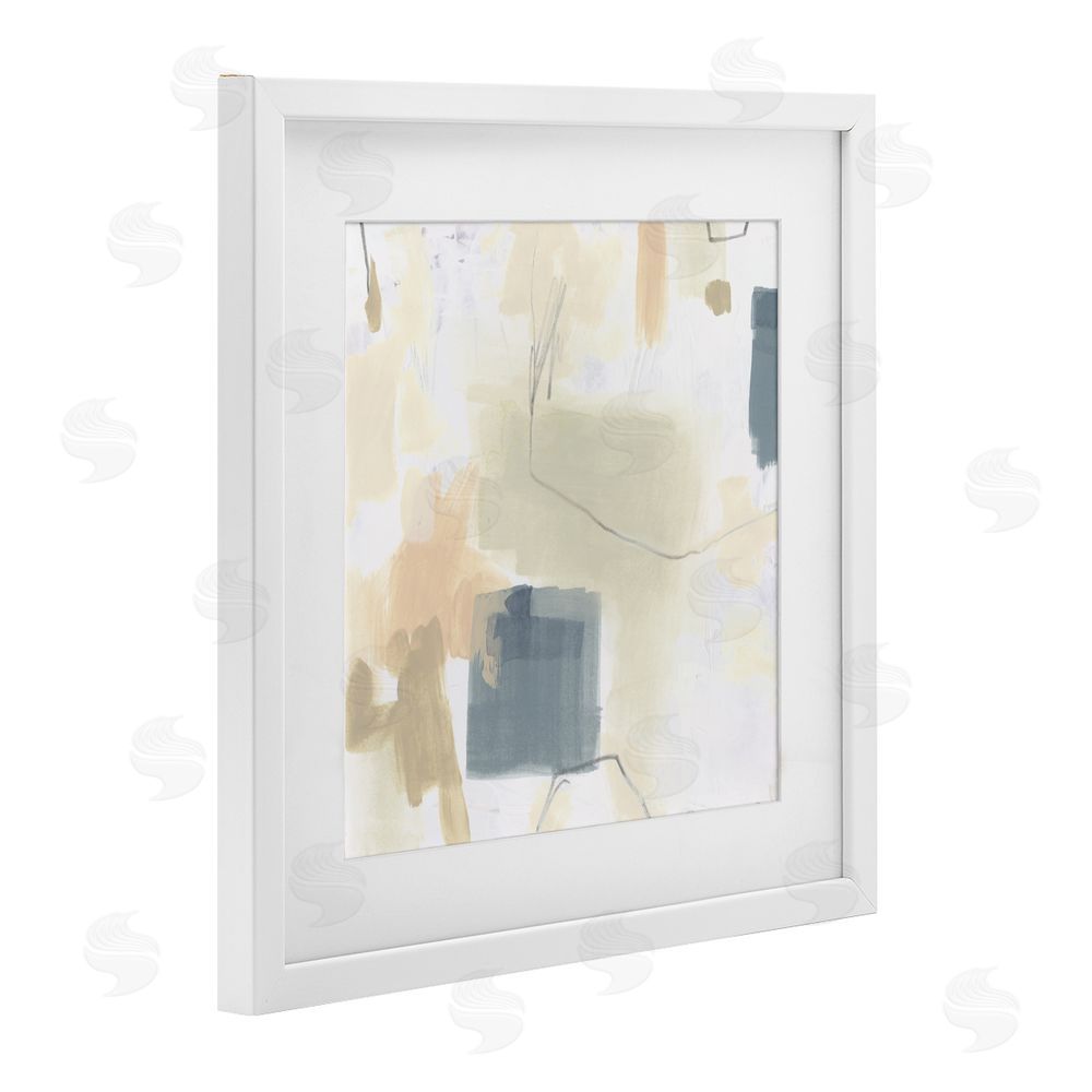June Erica Vess Minimal Plaster Line White Framed Print Under Glass with Mat Wall Art