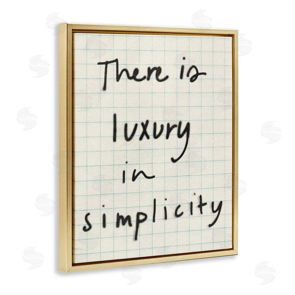 Victoria Barnes Luxury In Simplicity Scrawl Gold Floating Frame Canvas Wall Art