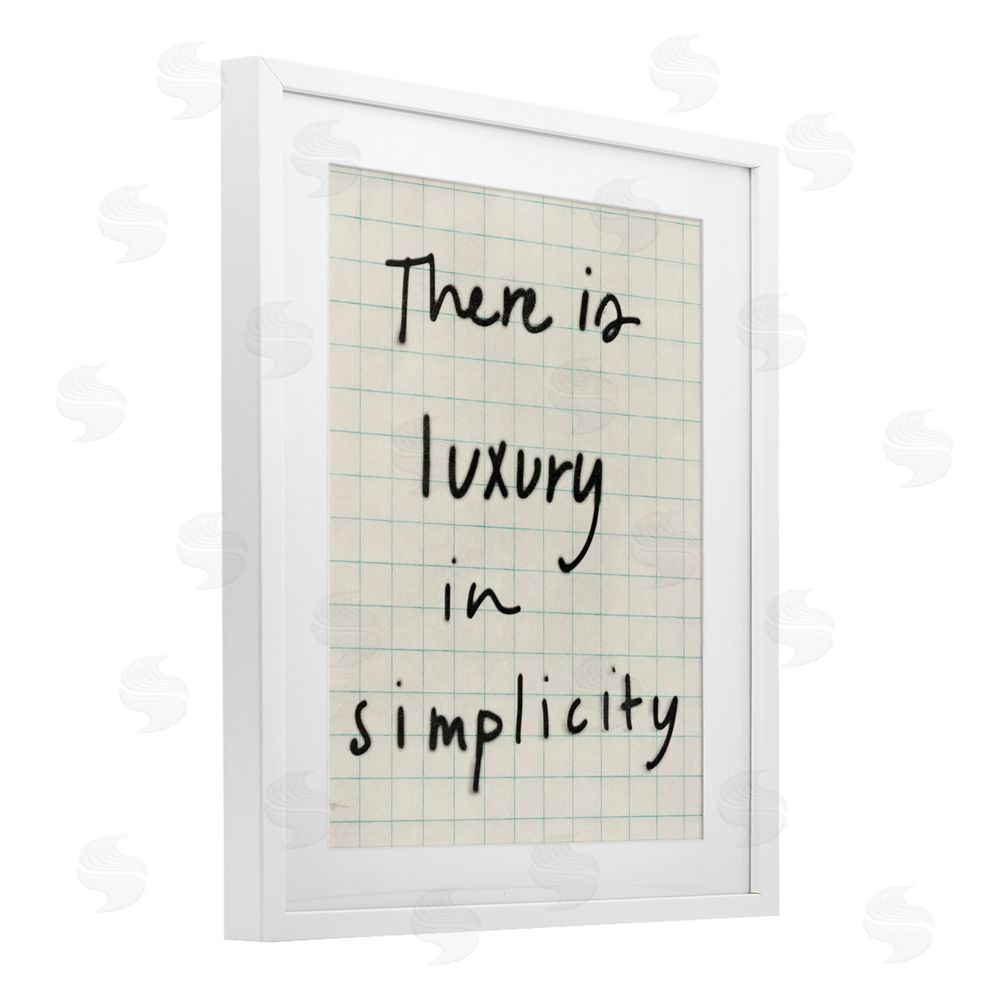 Victoria Barnes Luxury In Simplicity Scrawl White Framed Print Under Glass with Mat Wall Art