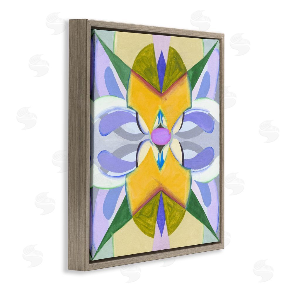 Melissa Wang Revival Kaleidoscope Symmetry Brown Floating Frame Canvas Wall Art Print