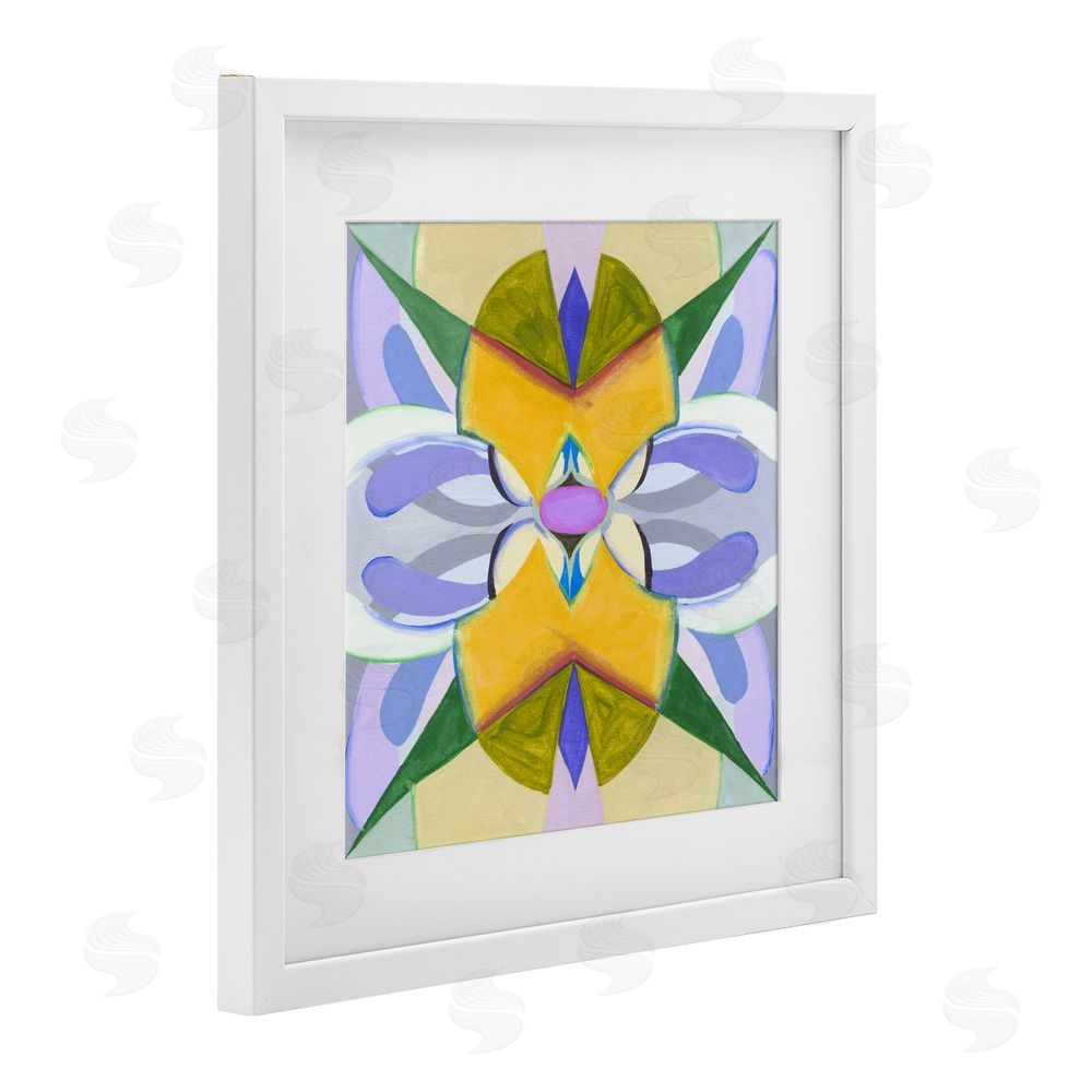 Melissa Wang Revival Kaleidoscope Symmetry White Framed Print Under Glass Wall Art