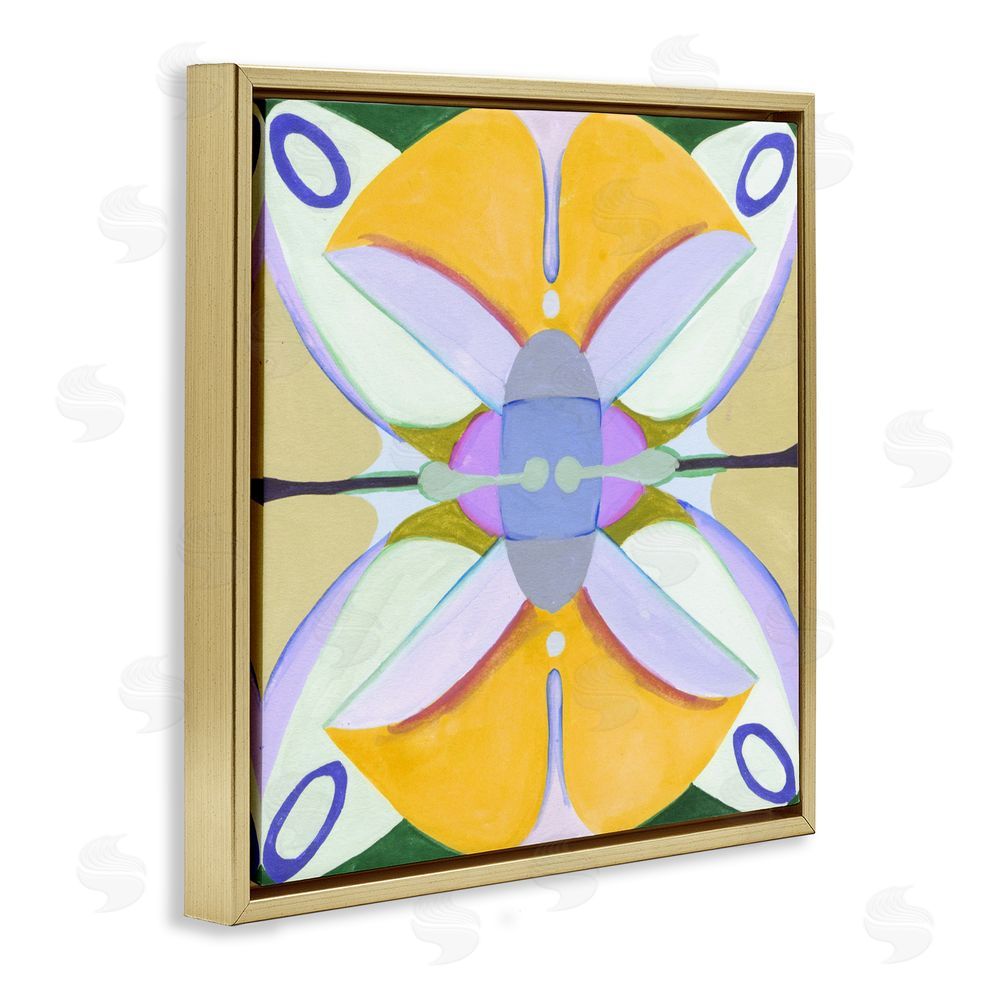 Melissa Wang Warm Revival Kaleidoscope Gold Floating Frame Canvas Wall Art Print