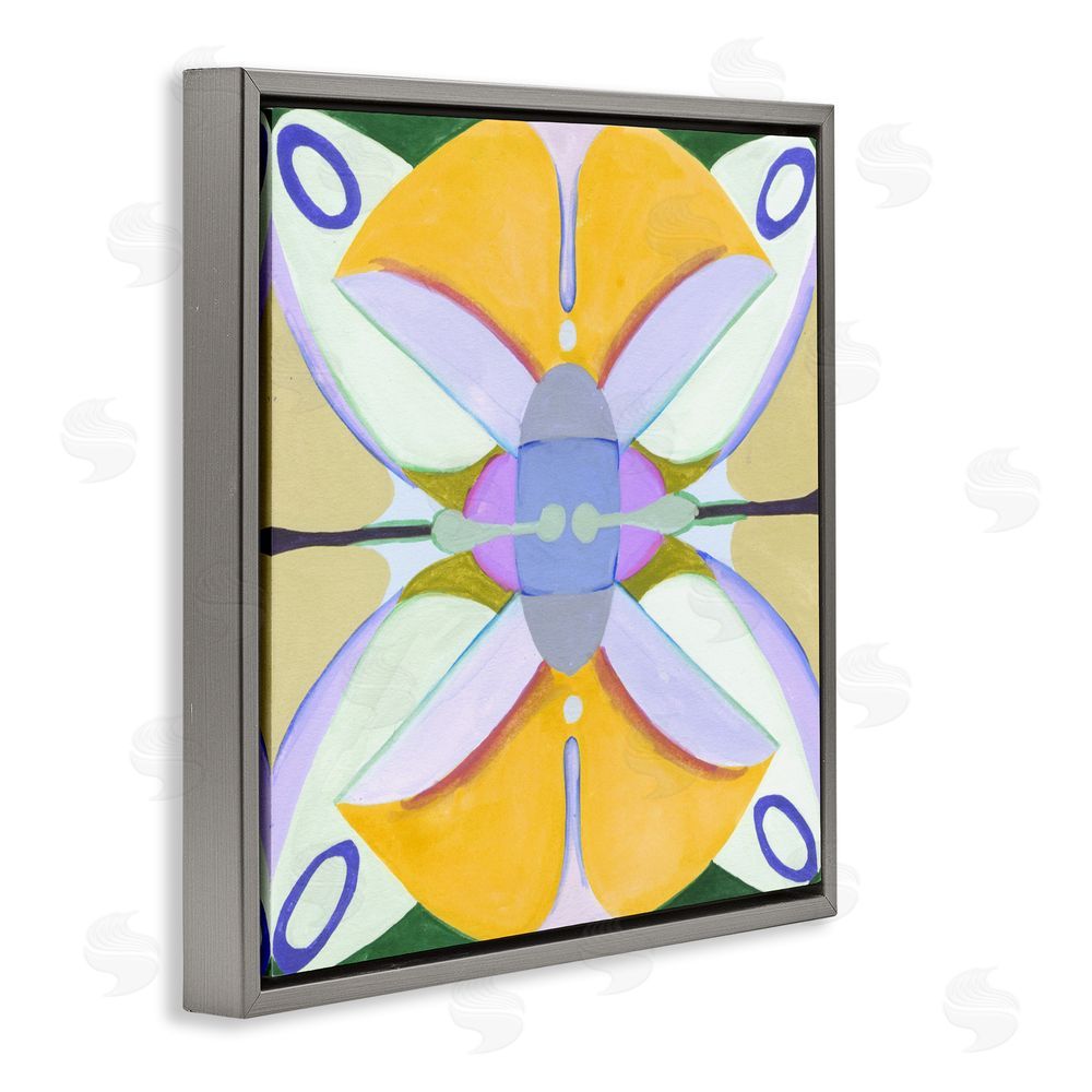 Melissa Wang Warm Revival Kaleidoscope Gray Floating Frame Canvas Wall Art Print