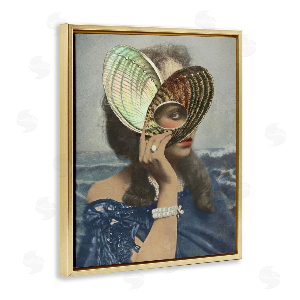 Victoria Barnes Portrait of Naturalist Gold Floating Frame Canvas Wall Art Print