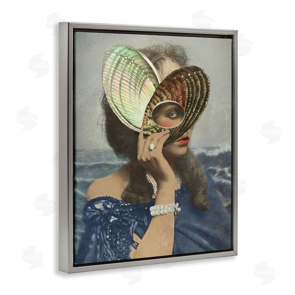Victoria Barnes Portrait of Naturalist Gray Floating Frame Canvas Wall Art Print
