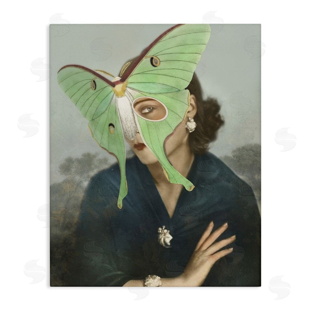 Victoria Barnes Naturalist Portrait with Moth Stretched Canvas Wall Art Print