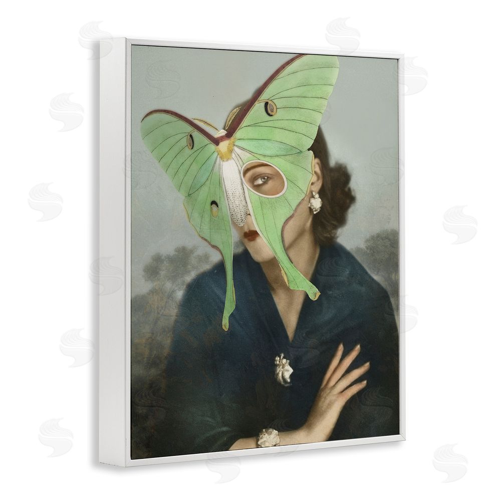 Victoria Barnes Naturalist Portrait with Moth White Framed Giclee Wall Art Print