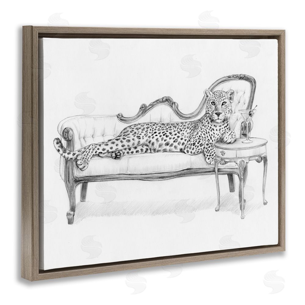 Victoria Barnes Lounging Beast Cheetah Brown Floating Frame Canvas Wall Art