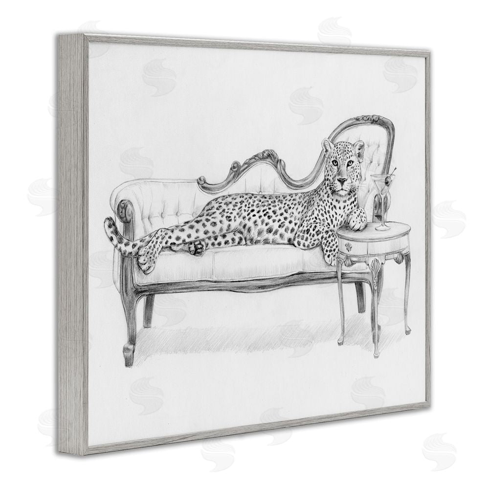 Victoria Barnes Lounging Beast Cheetah Gray Framed Giclee Wall Art Print