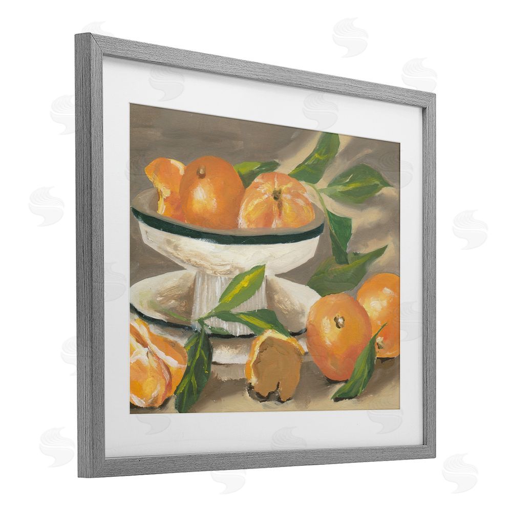 Melissa Wang Oranges in Stillness Gray Framed Print Under Glass Wall Art