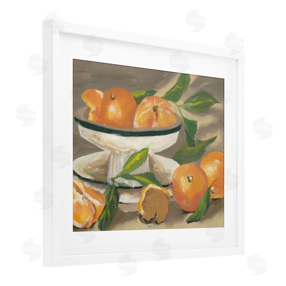 Melissa Wang Oranges in Stillness White Framed Print Under Glass Wall Art