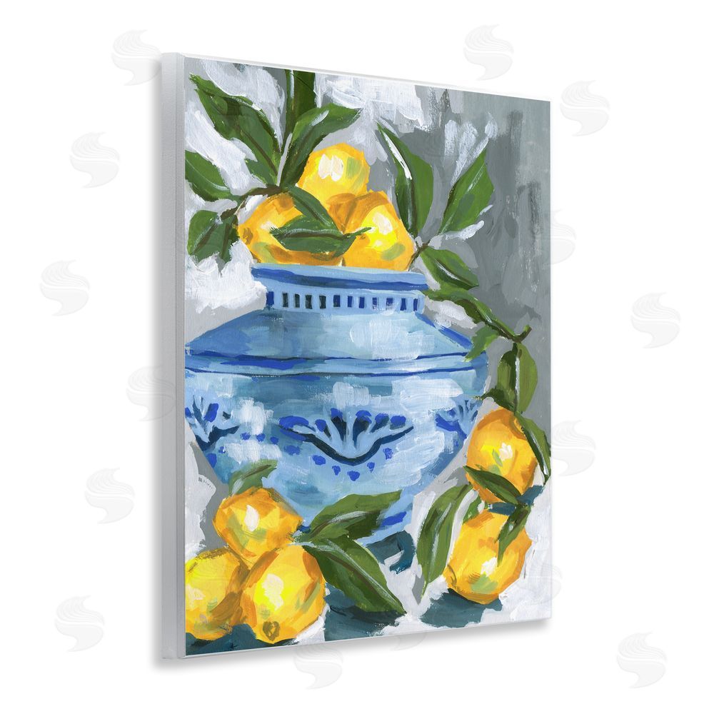 Melissa Wang Indigo & Lemon Vase Wooden Wall Plaque Art Print