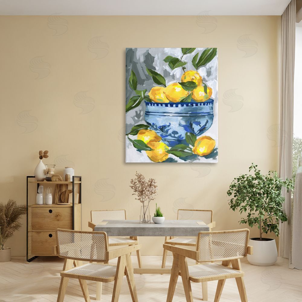 Melissa Wang Indigo & Lemon Bowl Stretched Canvas Wall Art in Room