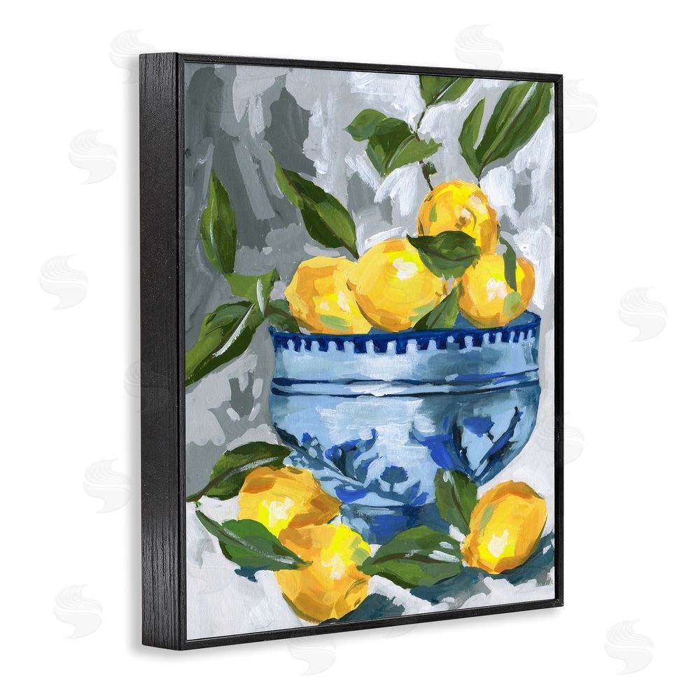 Melissa Wang Indigo & Lemon Bowl Blacked Framed Giclee Wall Art Print