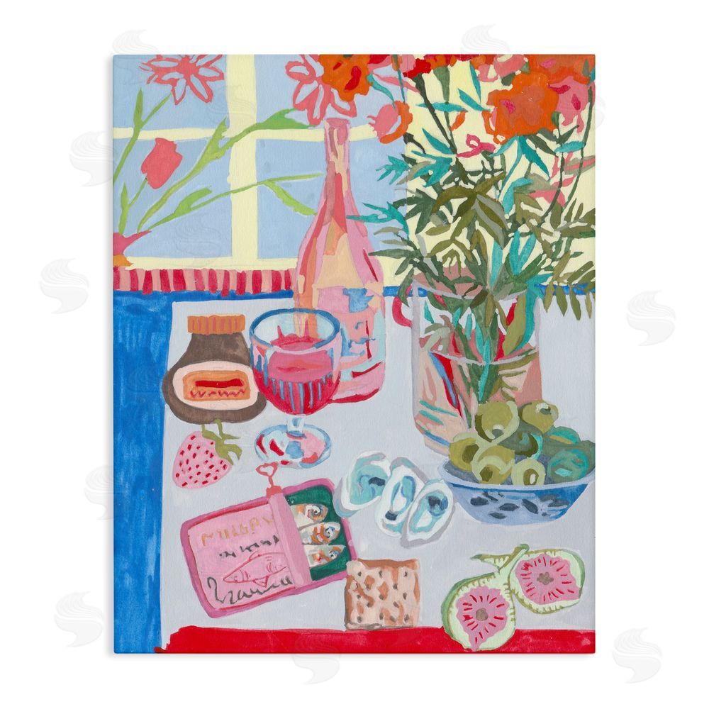 Melissa Wang Red & Blue Table Setting Stretched Canvas Wall Art Print