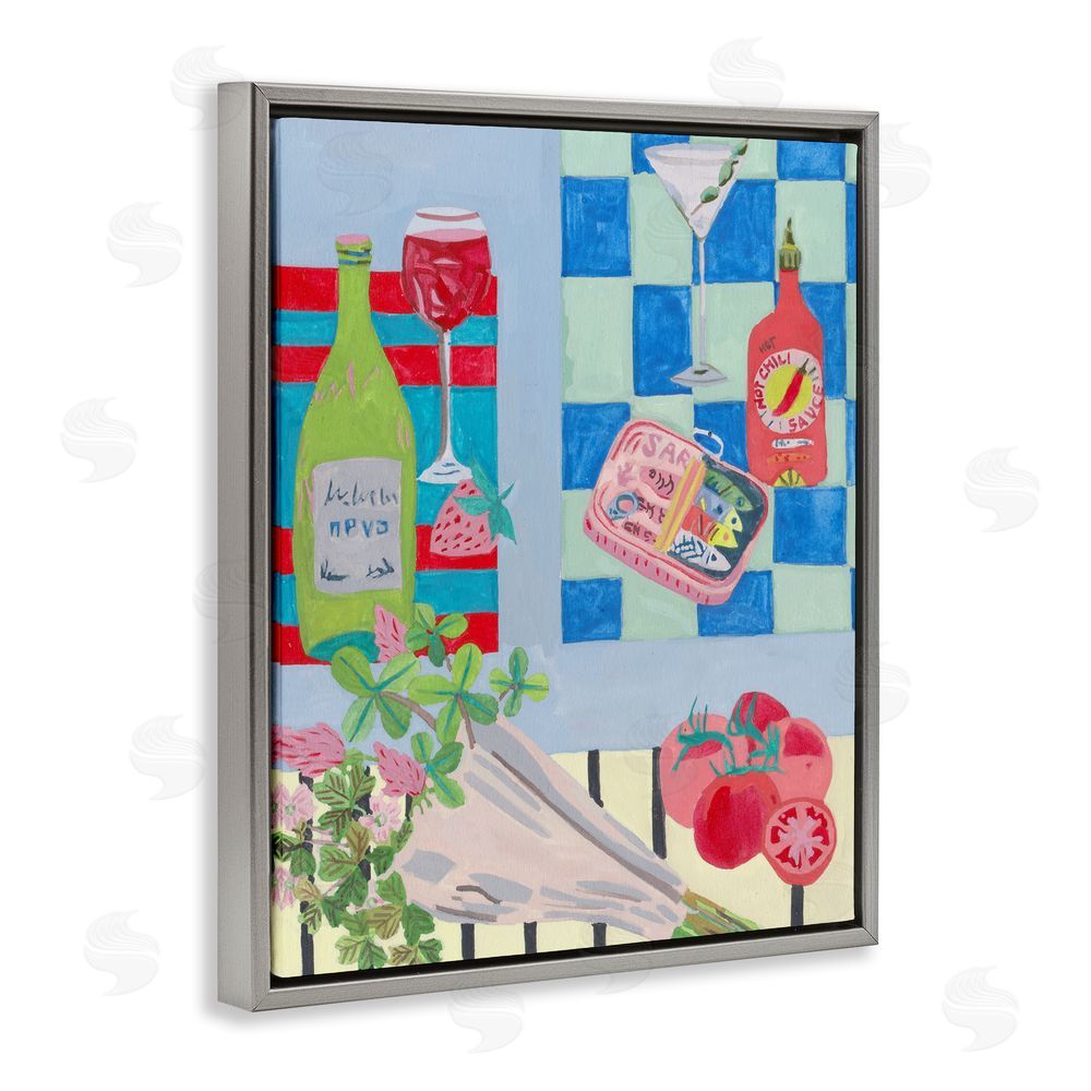 Melissa Wang Saucy Kitchen Secrets Gray Floating Frame Canvas Wall Art Print