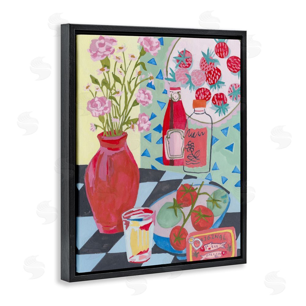 Melissa Wang Kitchen Sauces Still Life Black Floating Frame Canvas Wall Art