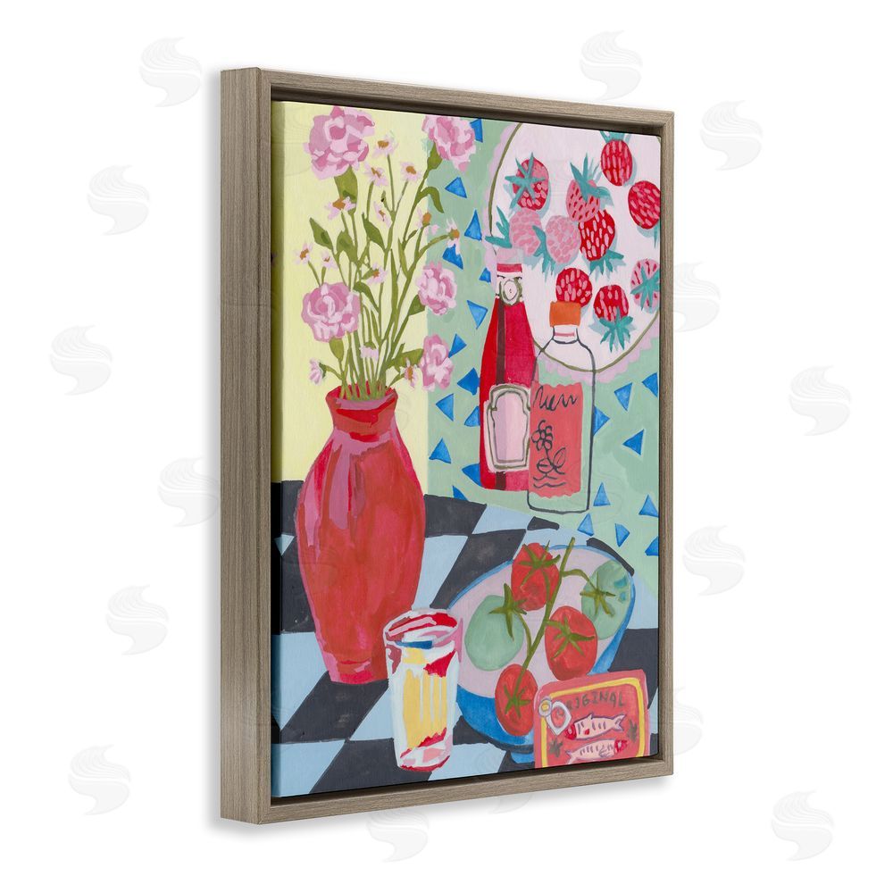 Melissa Wang Kitchen Sauces Still Life Brown Floating Frame Canvas Wall Art
