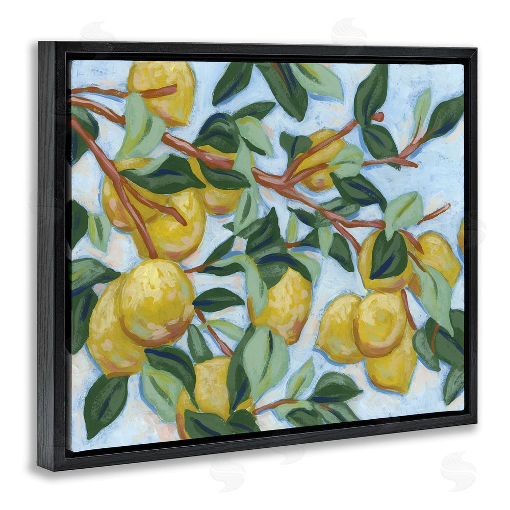 June Erica Vess Sunshine Citrus Tree Black Floating Frame Canvas Wall Art Print