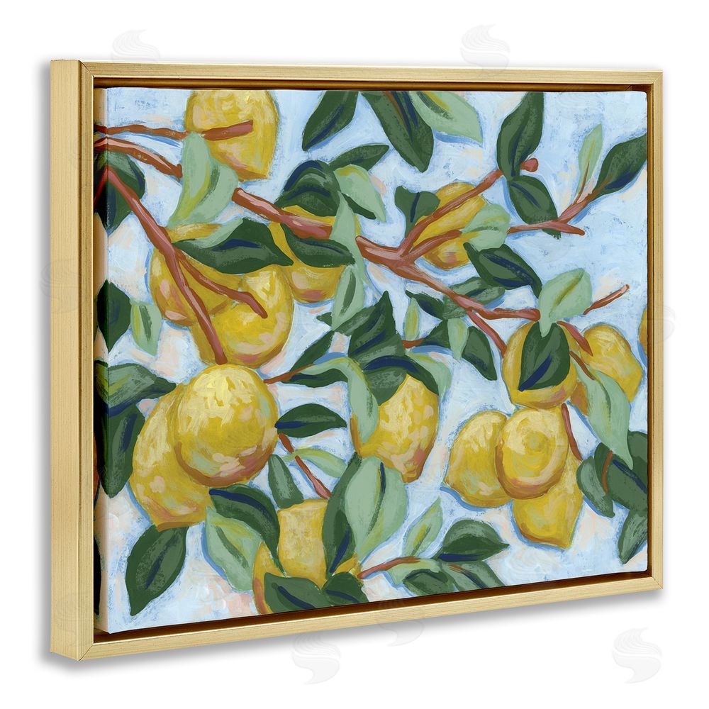 June Erica Vess Sunshine Citrus Tree Gold Floating Frame Canvas Wall Art Print