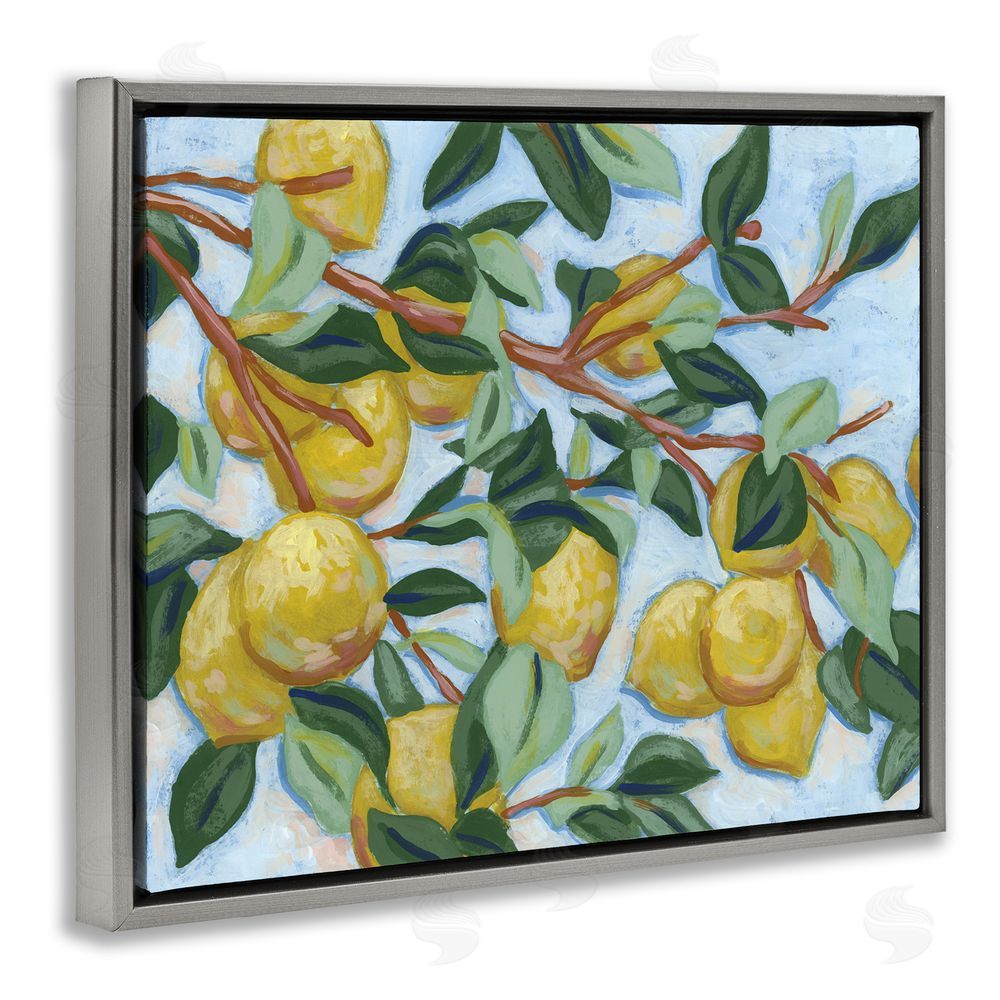 June Erica Vess Sunshine Citrus Tree Gray Floating Frame Canvas Wall Art Print