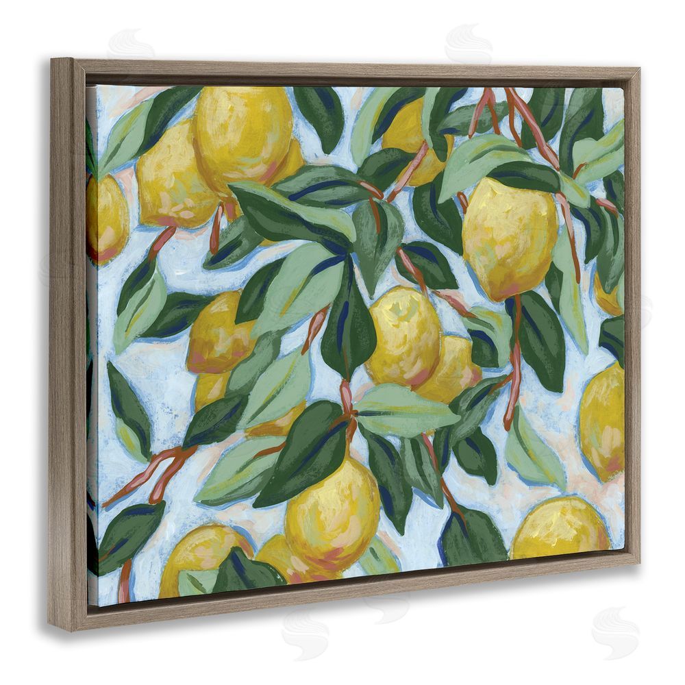 June Erica Vess Summer Citrus Tree Brown Floating Frame Canvas Wall Art Print