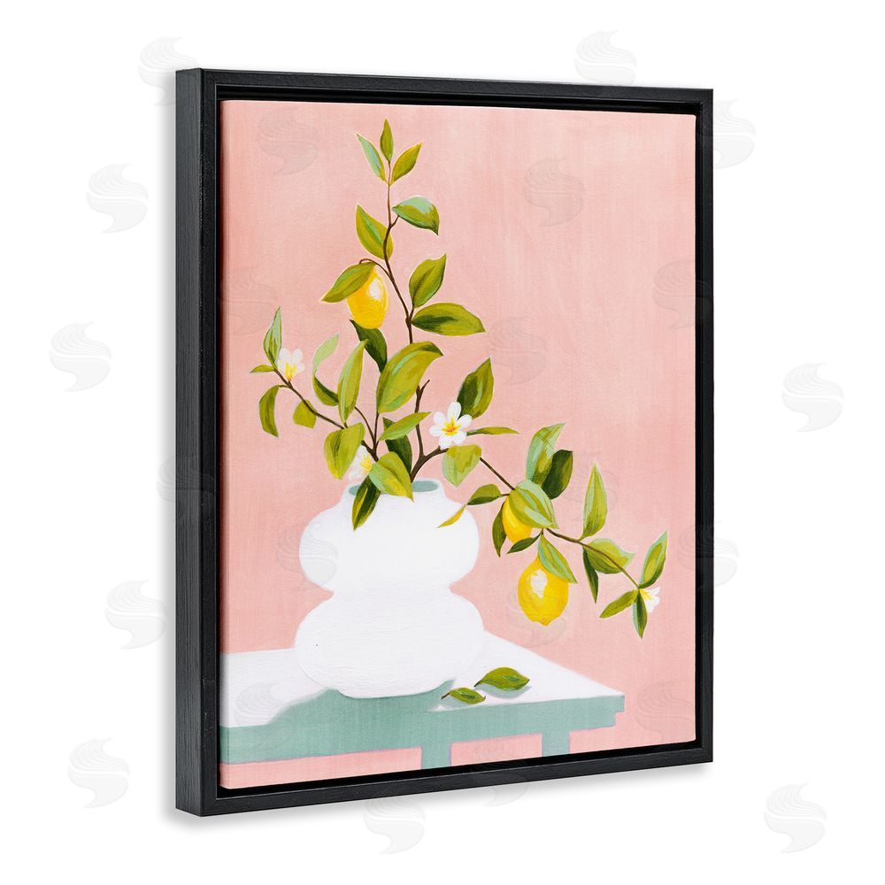 Grace Popp Afternoon Limoncello Plant Black Floating Frame Canvas Wall Art Print