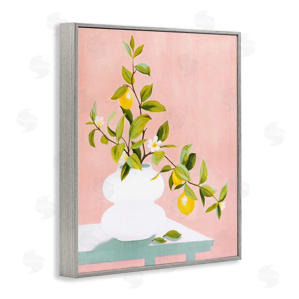 Grace Popp Afternoon Limoncello Plant Gray Framed Giclee Wall Art Print
