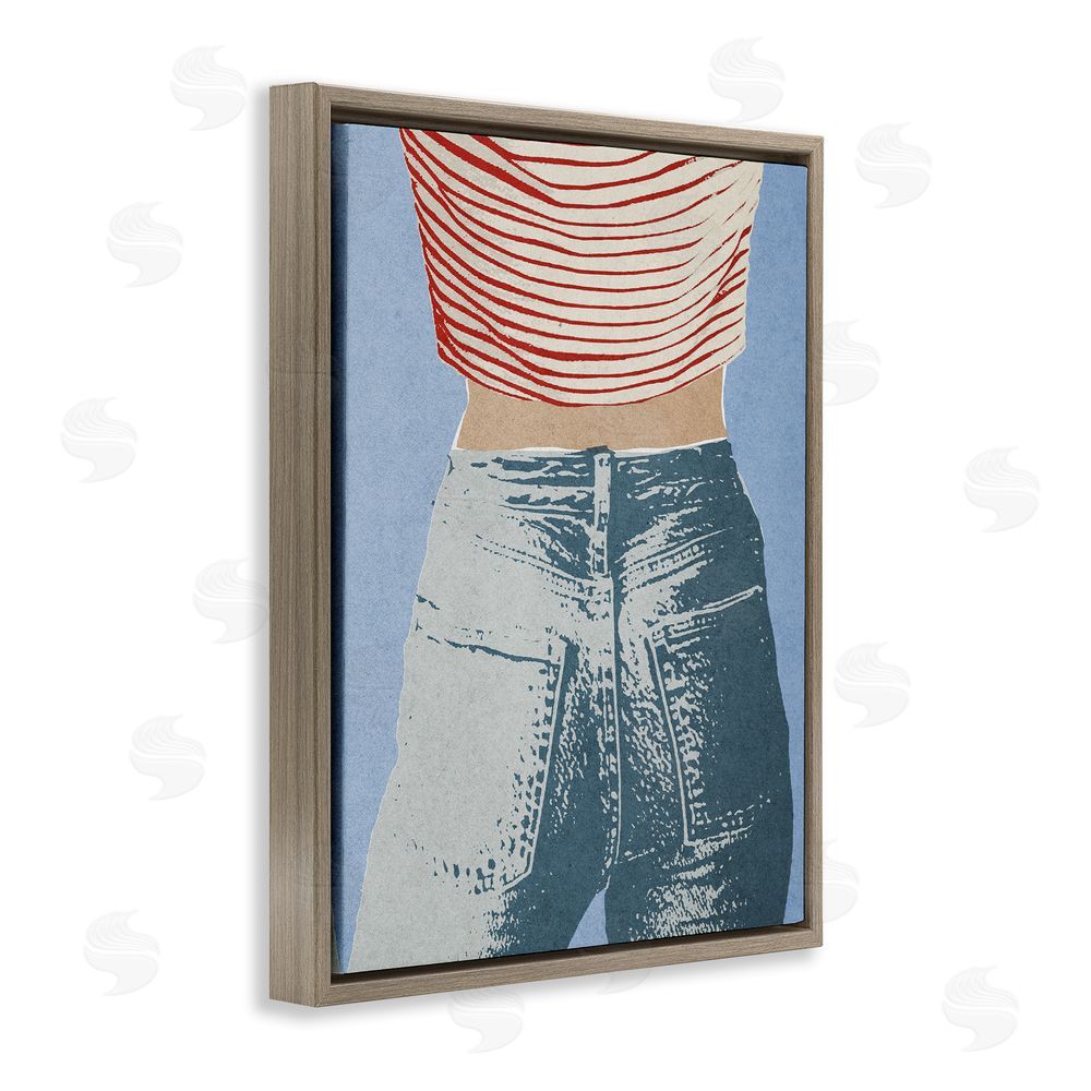 Victoria Barnes Favorite Jeans Vintage Brown Floating Frame Canvas Wall Art