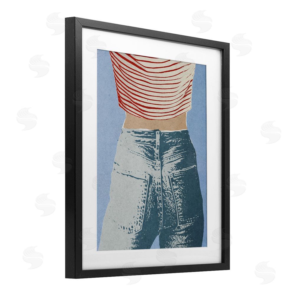 Victoria Barnes Favorite Jeans Vintage Black Framed Print Under Glass with Mat Wall Art