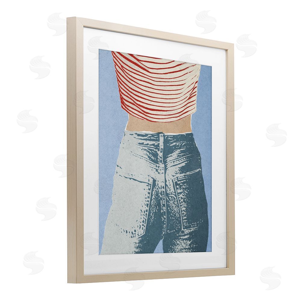 Victoria Barnes Favorite Jeans Vintage Brown Framed Print Under Glass with Mat Wall Art