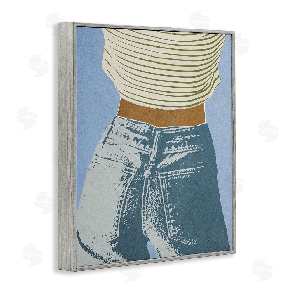 Victoria Barnes Vintage Jeans & Tee Gray Framed Giclee Wall Art Print