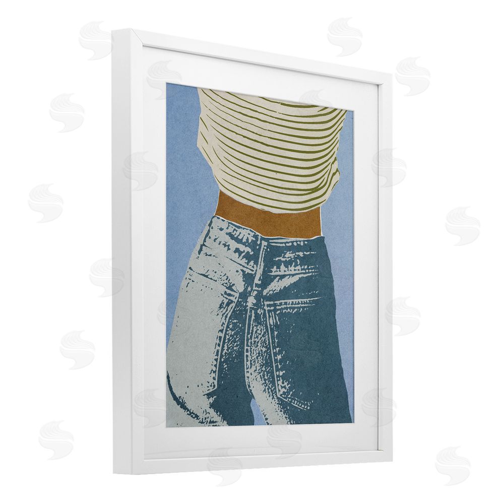 Victoria Barnes Vintage Jeans & Tee White Framed Print Under Glass Wall Art