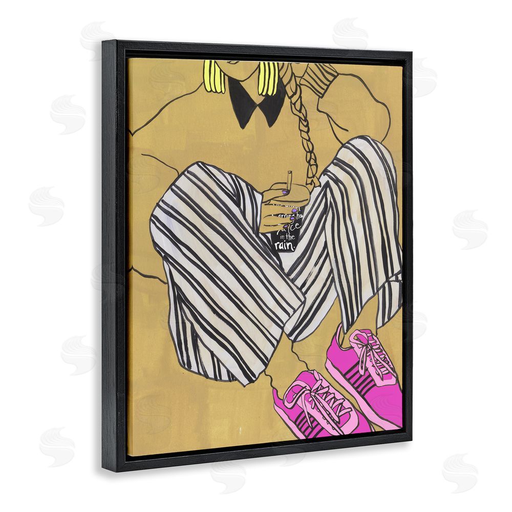 Melissa Wang Crimson Thread Fashionista Black Floating Frame Wall Art Print