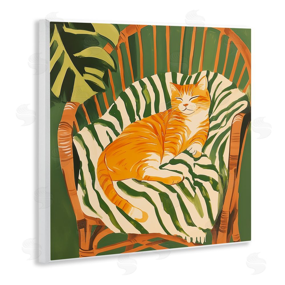 Walker Noble Orange Cat in Rattan Chair Wall Plaque Art Print