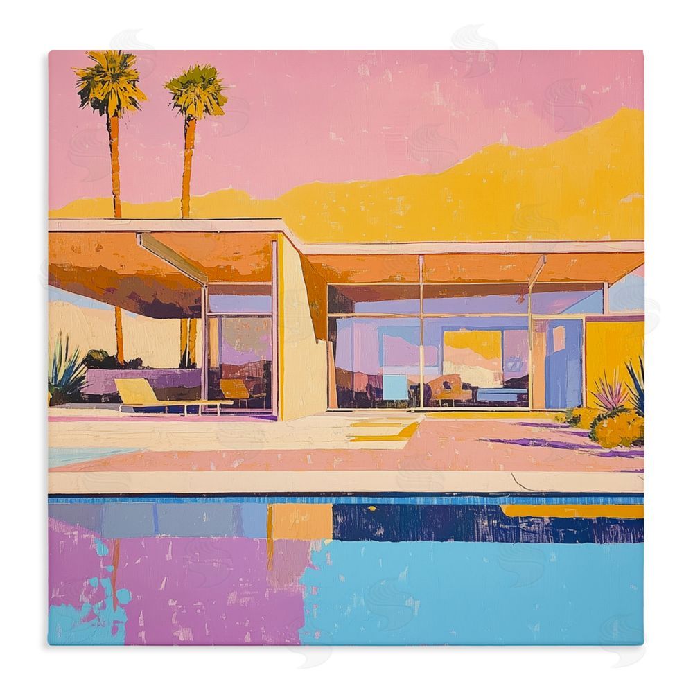 Walker Noble Vivid Villa at Sunset Stretched Canvas Wall Art Print