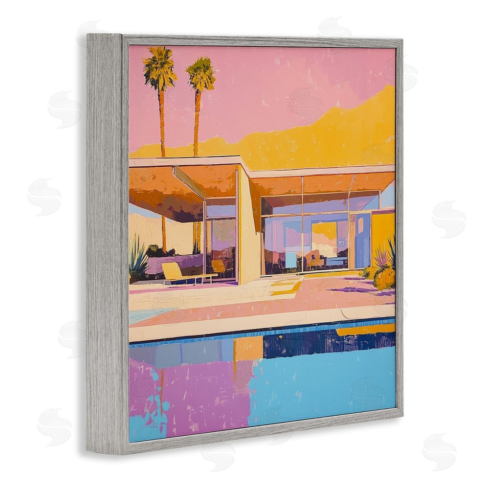 Walker Noble Vivid Villa at Sunset Gray Framed Giclee Wall Art Print