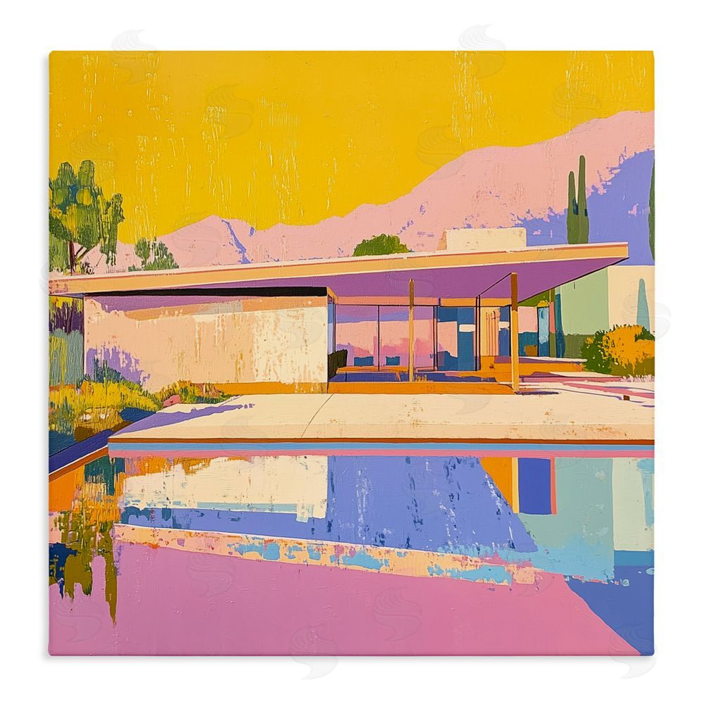 Walker Noble Vivid Case Study House Stretched Canvas Wall Art Print