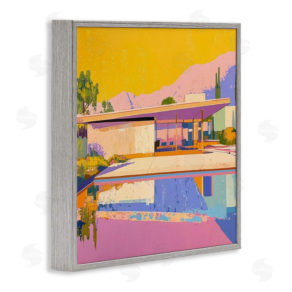 Walker Noble Vivid Case Study House Gray Framed Giclee Wall Art Print