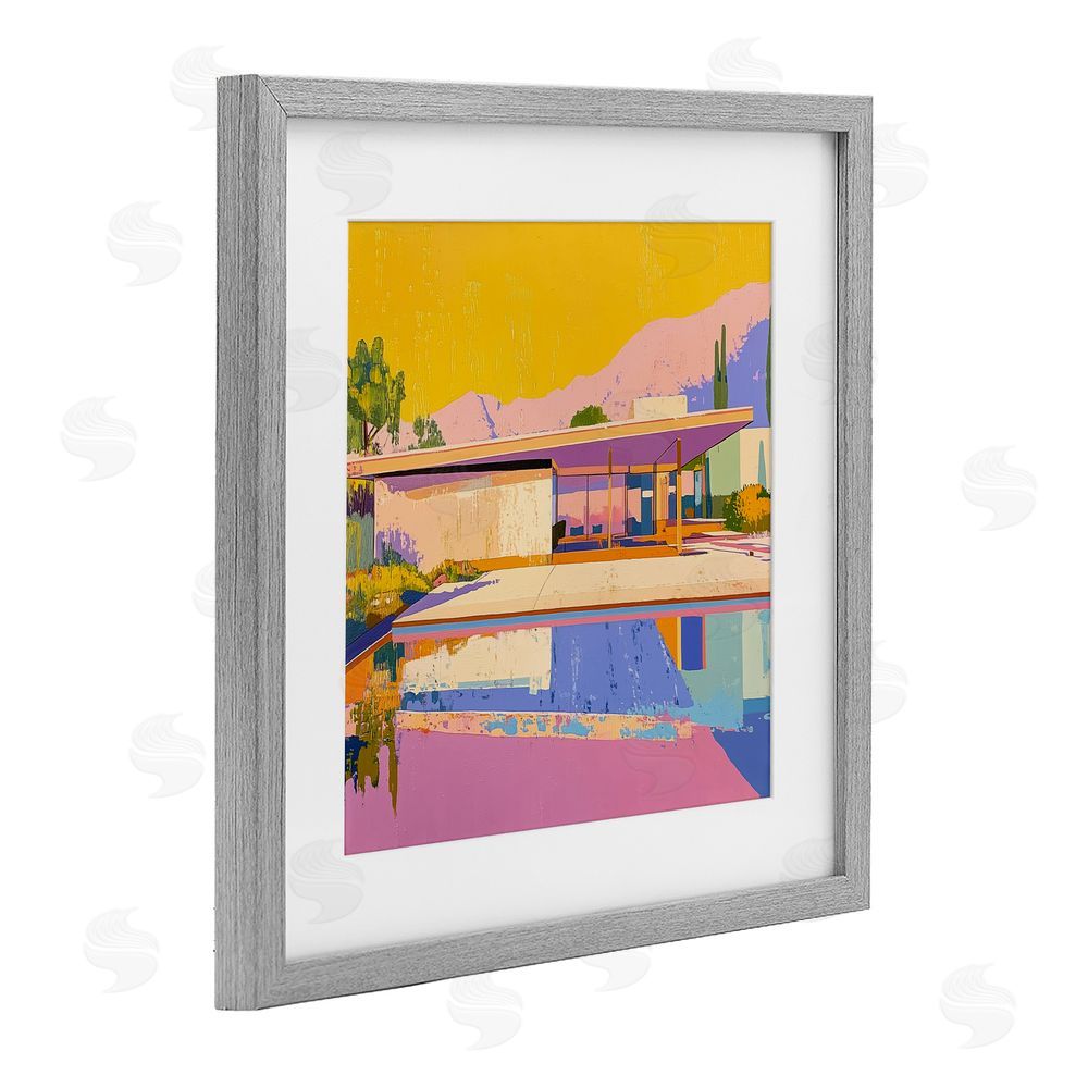 Walker Noble Vivid Case Study House Gray Framed Print Under Glass Wall Art