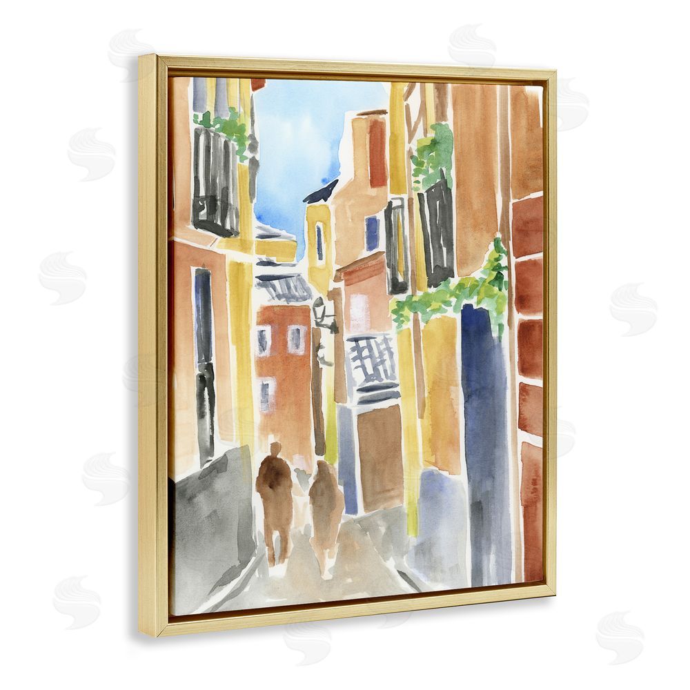 June Erica Vess Calles de Madrid Architecture Gold Floating Frame Canvas Wall Art Print