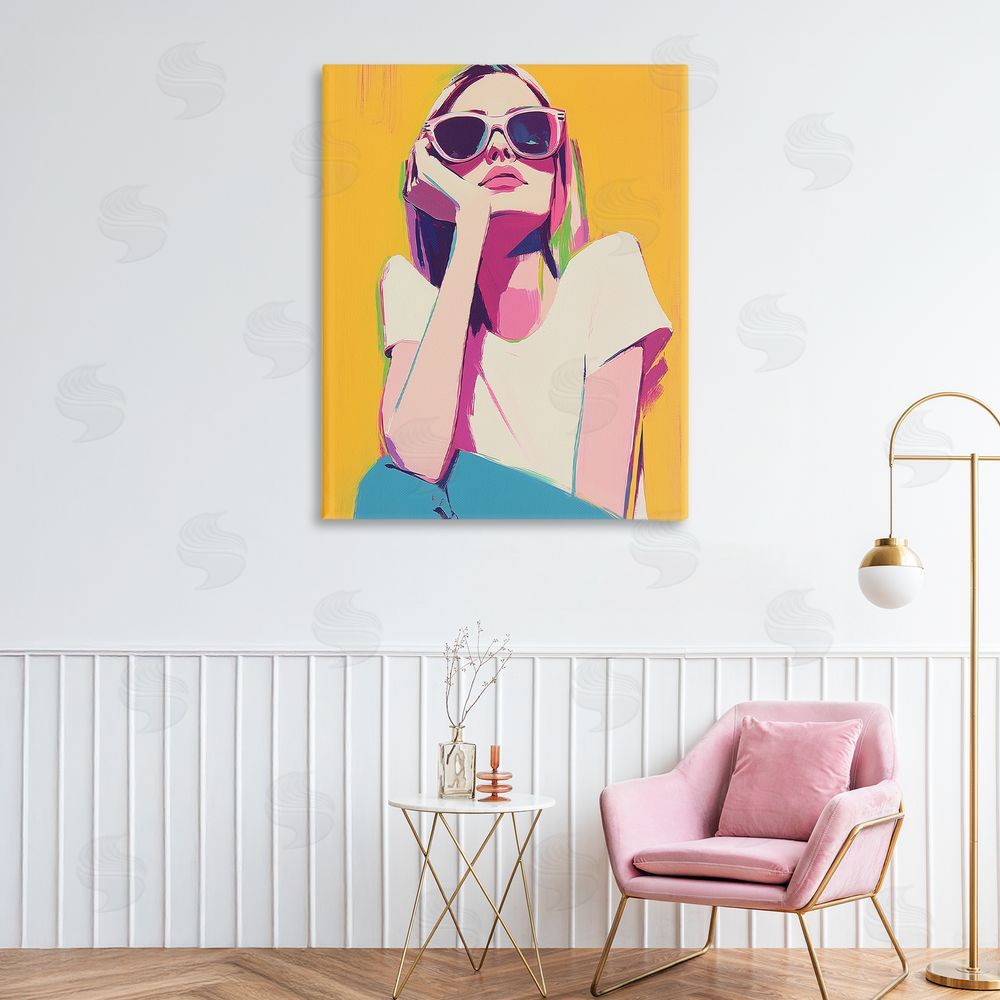 Walker Noble Chroma Shades Girl Stretched Canvas Wall Art in Room