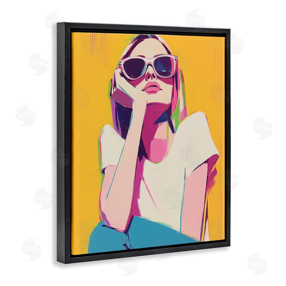 Walker Noble Chroma Shades Girl Black Floating Frame Canvas Wall Art Print