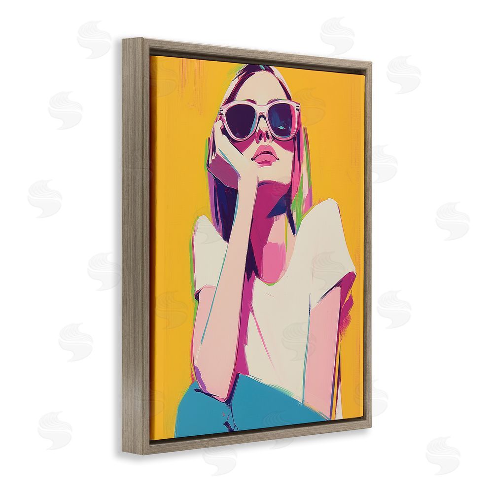 Walker Noble Chroma Shades Girl Brown Floating Frame Canvas Wall Art Print