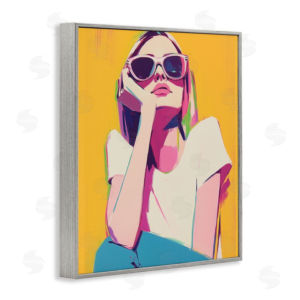 Walker Noble Chroma Shades Girl Gray Framed Giclee Wall Art Print