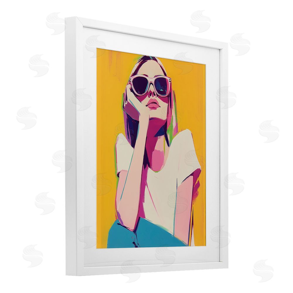 Walker Noble Chroma Shades Girl White Framed Print Under Glass Wall Art