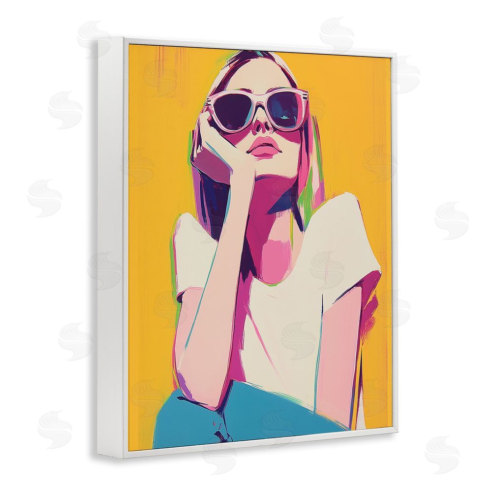 Walker Noble Chroma Shades Girl White Framed Giclee Wall Art Print