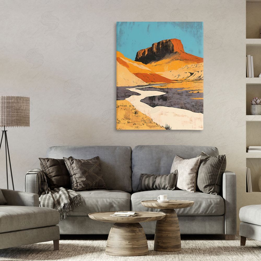 Walker Noble Vintage Canyon Pass Stretched Canvas Wall Art Print in Room