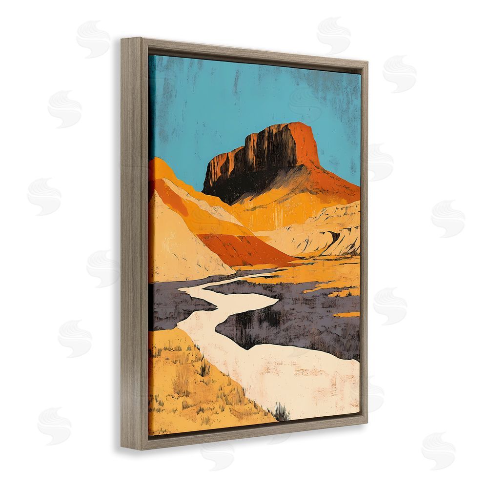 Walker Noble Vintage Canyon Pass Brown Floating Frame Canvas Wall Art Print