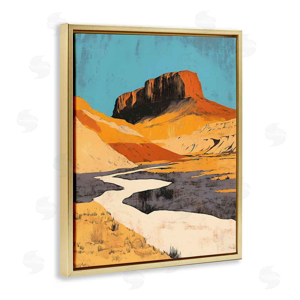Walker Noble Vintage Canyon Pass Gold Floating Frame Canvas Wall Art Print
